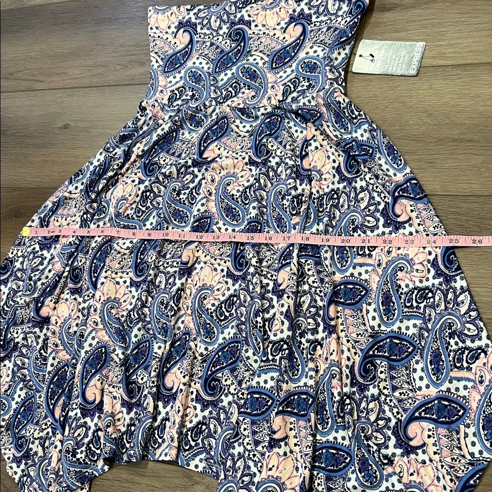 Express Paisley Asymmetrical Handkerchief Paisley Strapless Dress Size Small - Picture 7 of 14